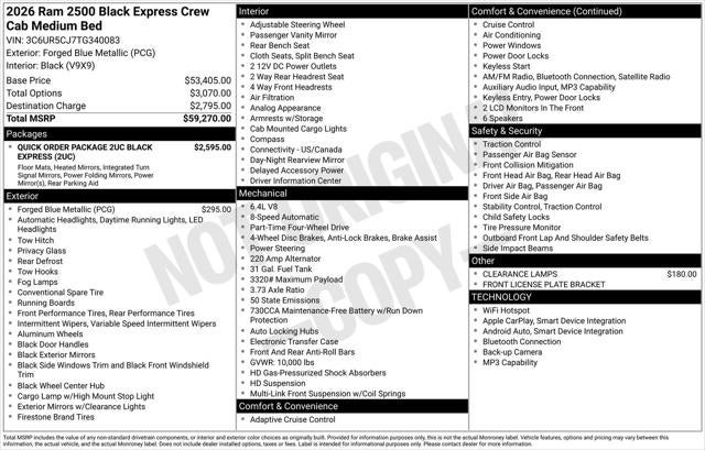 2026 RAM Ram 2500 RAM 2500 BLACK EXPRESS CREW CAB 4X4 6'4' BOX