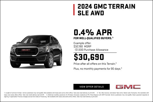 0.4% APR for well-qualified buyers.1

Example offer:
$32,190 MSRP
$1,500 Purchase Allowance
$30,6...