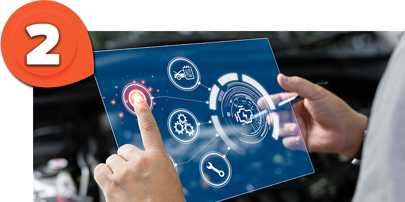 Technicians examining the plan